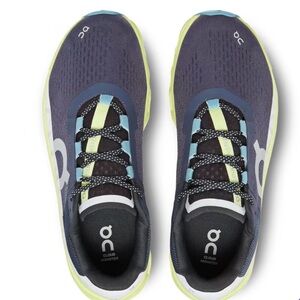 On Running Cloudmonster Men's Navy Blue and Lime Green Sneakers